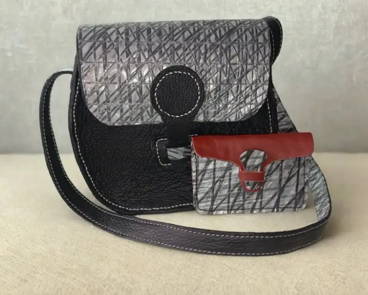 sac a main en voile et cuir fait main